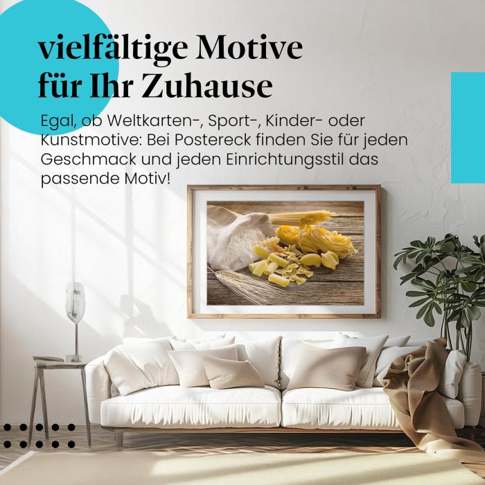 Leinwandbild Pasta: Von Spaghetti bis Farfalle. Wanddeko für Italien-Fans!