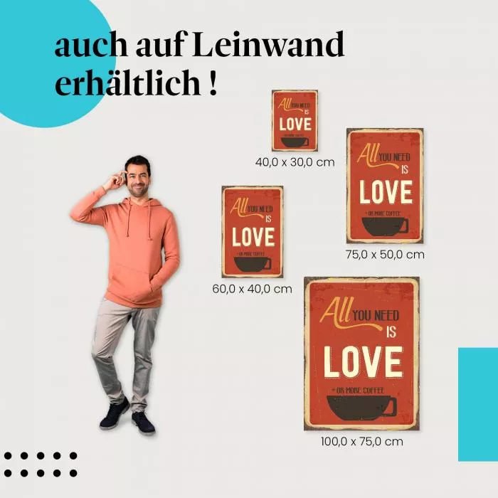 Vintage Metallschild: Liebe oder Kaffee? | Postereck 0760