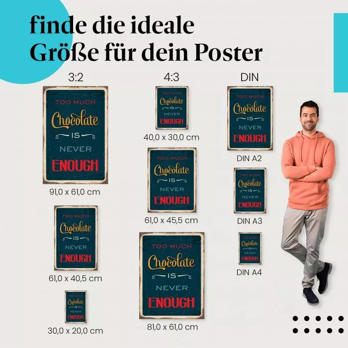 Vintage Metallschild: "Zu viel Schokolade...?" | Postereck 0758