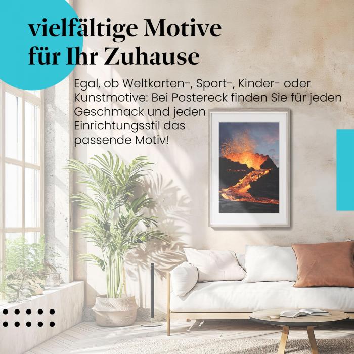 Preview: Glühender Vulkan: Ausbruch bei Nacht | Postereck 0129