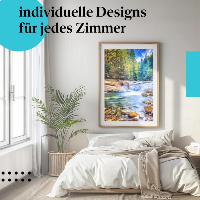 Wasserfall Poster: "Zauberhafter Wasserfall" - Wasserfall im Wald