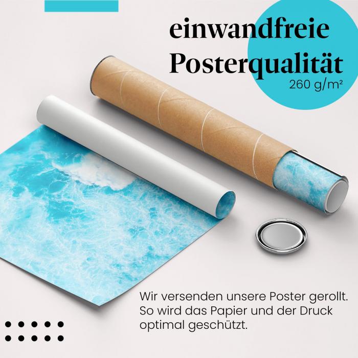 Gerolltes Poster "Welle". Meer & Bewegung, sicher verpackt.