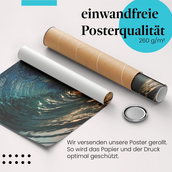 Preview:  Welle im goldenen Licht: Magischer Moment | Postereck 0258