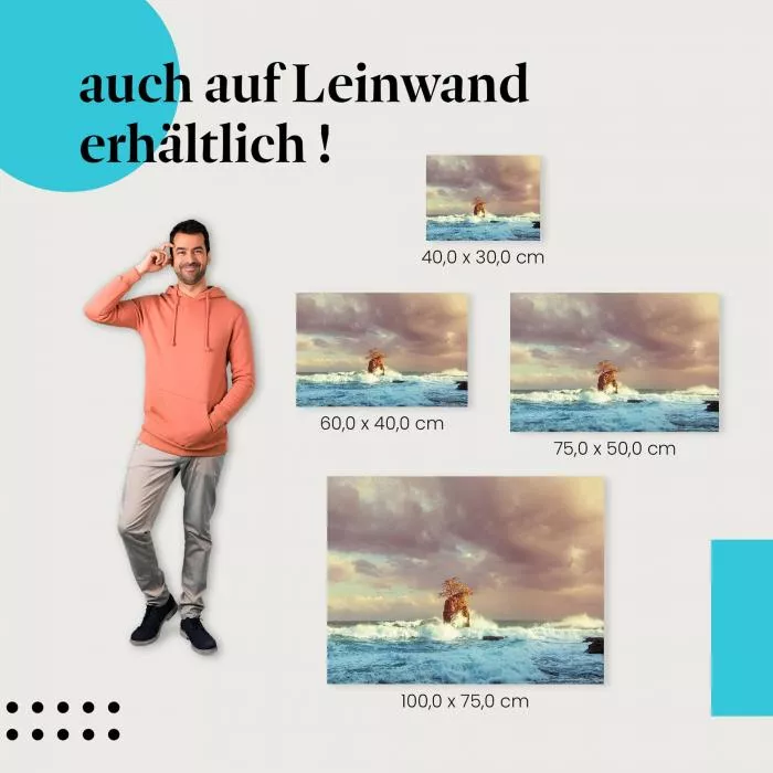Einsamer Baum: Wellen & Felsen | Postereck 1364