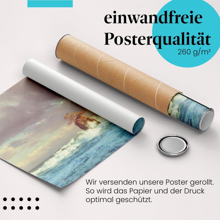 Preview: Einsamer Baum: Wellen & Felsen | Postereck 1364