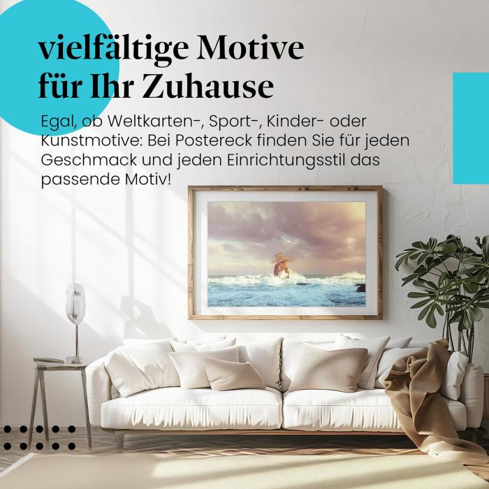 Preview: Einsamer Baum: Wellen & Felsen | Postereck 1364