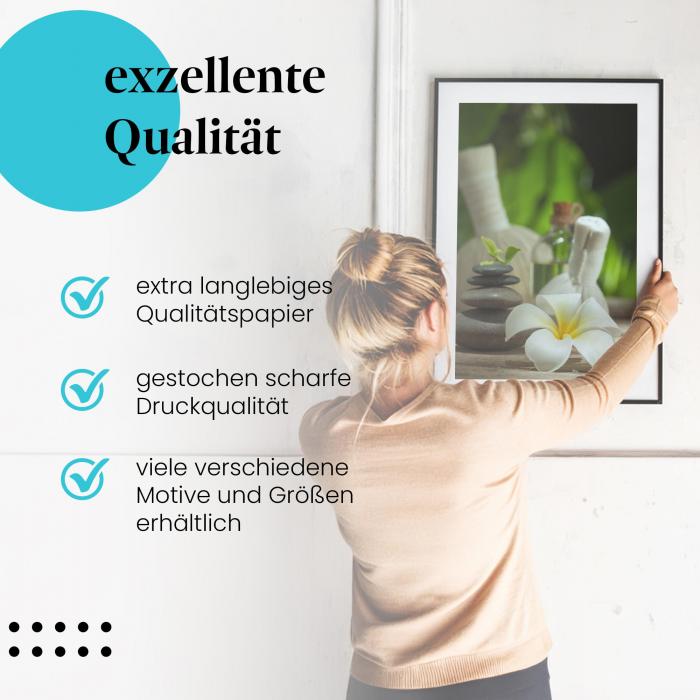 Gerahmtes Bild "Wellness & Spa" - Entspannung, Wohlbefinden, natürliche Elemente.