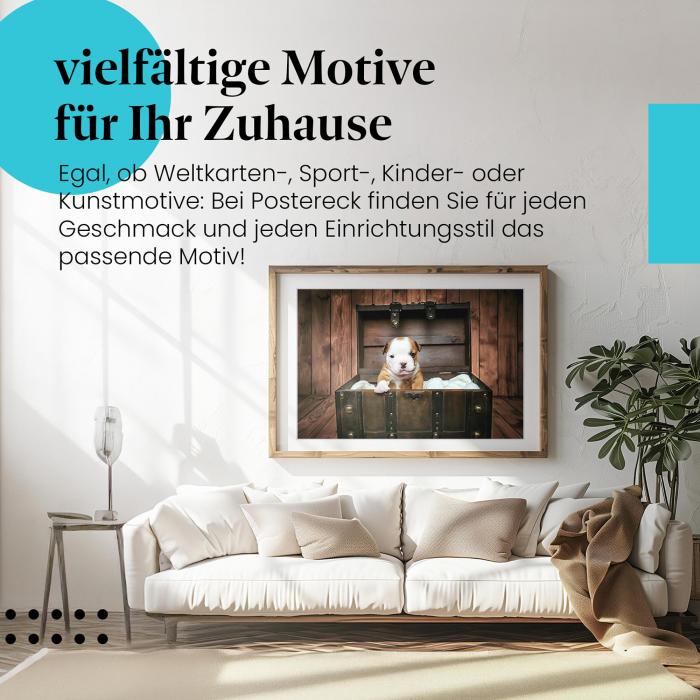 Preview: Welpe in Schatztruhe | Postereck 2361