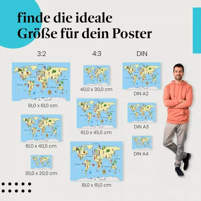 Bunte Kinderweltkarte | Postereck 2353