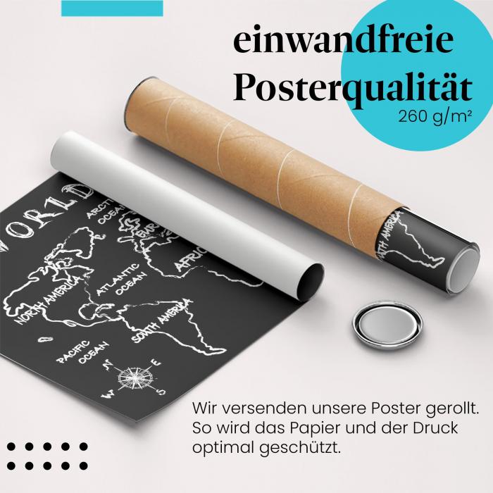 Preview: Weltkarte: Kontinente & Ozeane | Postereck 1899