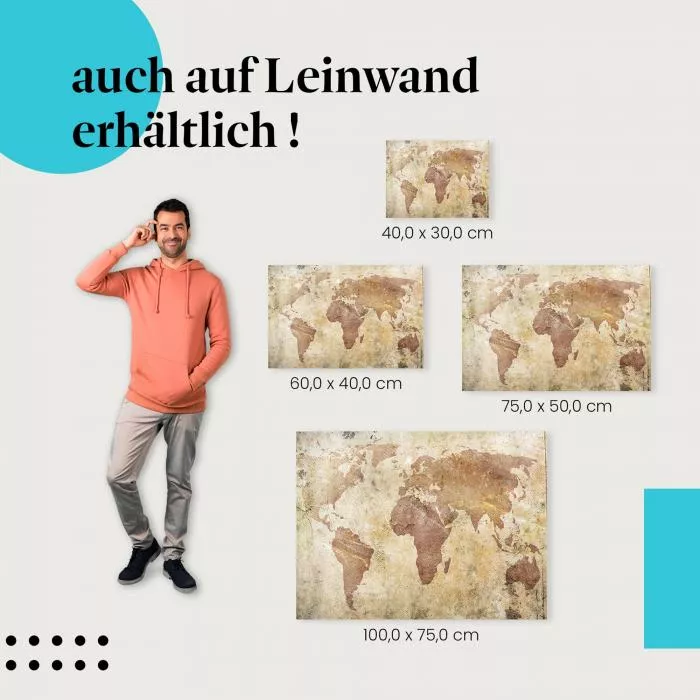 Weltkarte auf Stein: Historische Darstellung | Postereck 0671