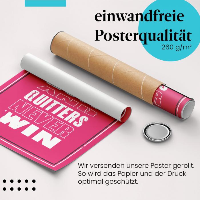Gerolltes Poster "Gewinner...", aufgeben.