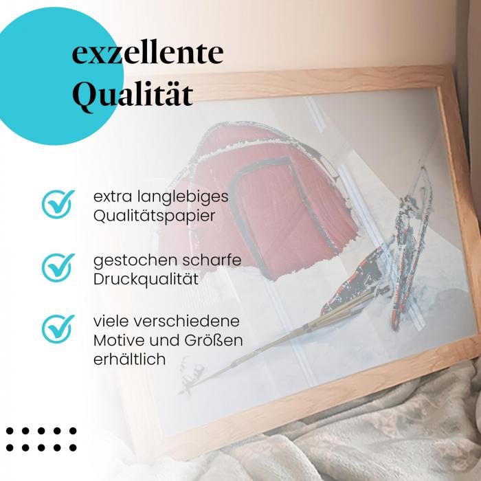 Gerahmtes Wandbild "Wintercamping". Hochwertig gedruckt, langlebige Qualität. Verschiedene Motive & Größen.