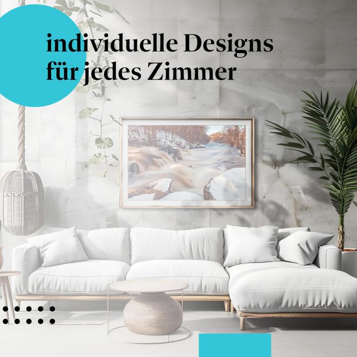 Winterlandschaft Poster: "Winterzauber: Flusslandschaft" - Verschneite Natur & Fluss