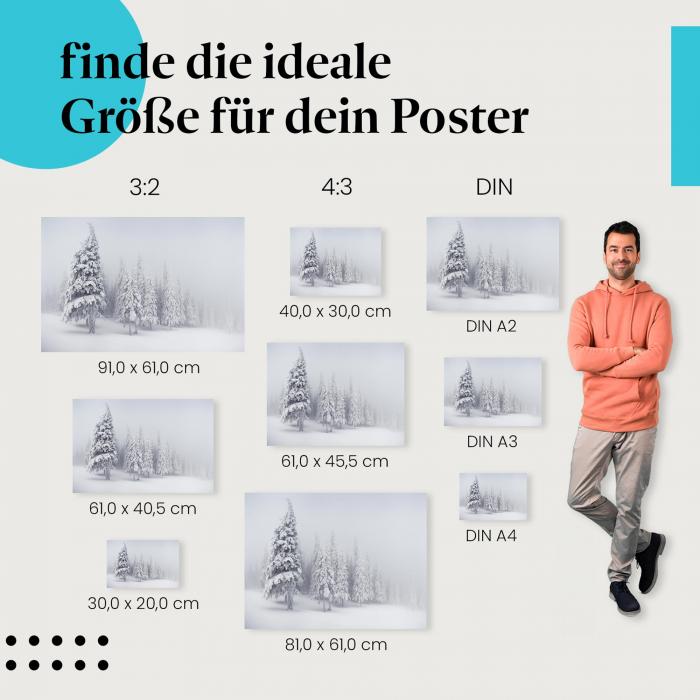 Mystische Atmosphäre: Poster "Mystischer Winterwald im Nebel"