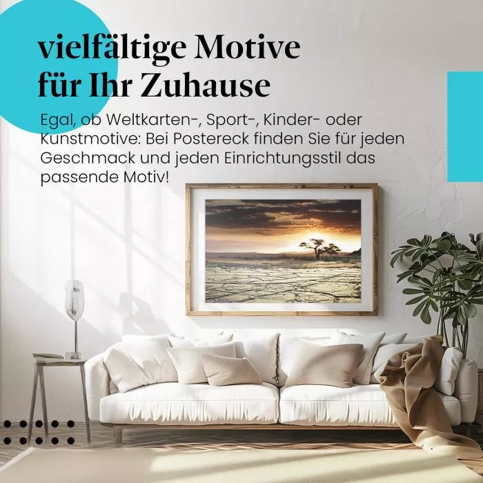 Einsamer Baum: Wüste & Sonnenuntergang | Postereck 1245