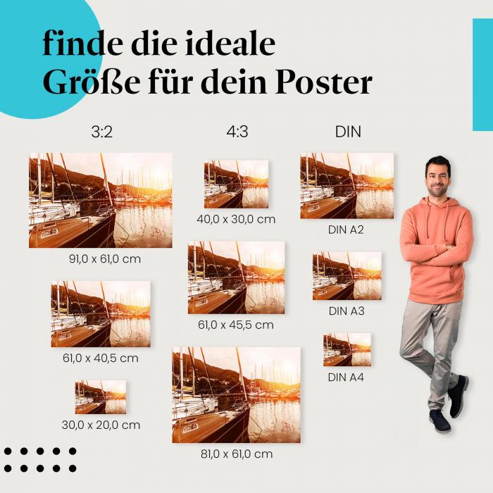 "Luxus & Entspannung": Poster - Yachten, Hafen & goldenes Licht