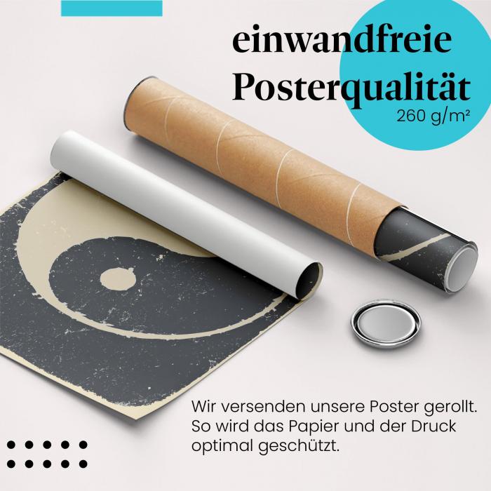 "Yin Yang": Gerolltes Poster, Vintage, Symbol.