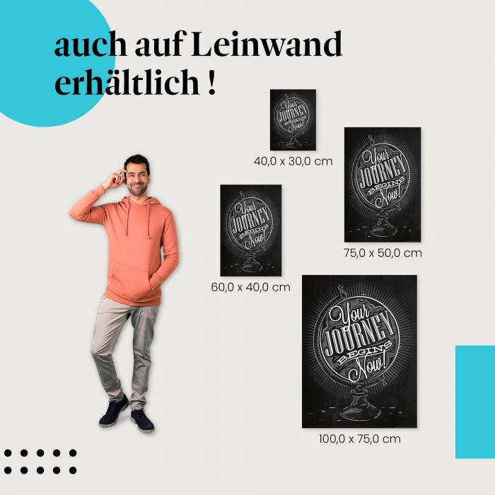 "Your Journey Begins Now - Poster" Leinwandbild. Finde die ideale Größe für dein Zuhause & setze Akzente mit Kunst!