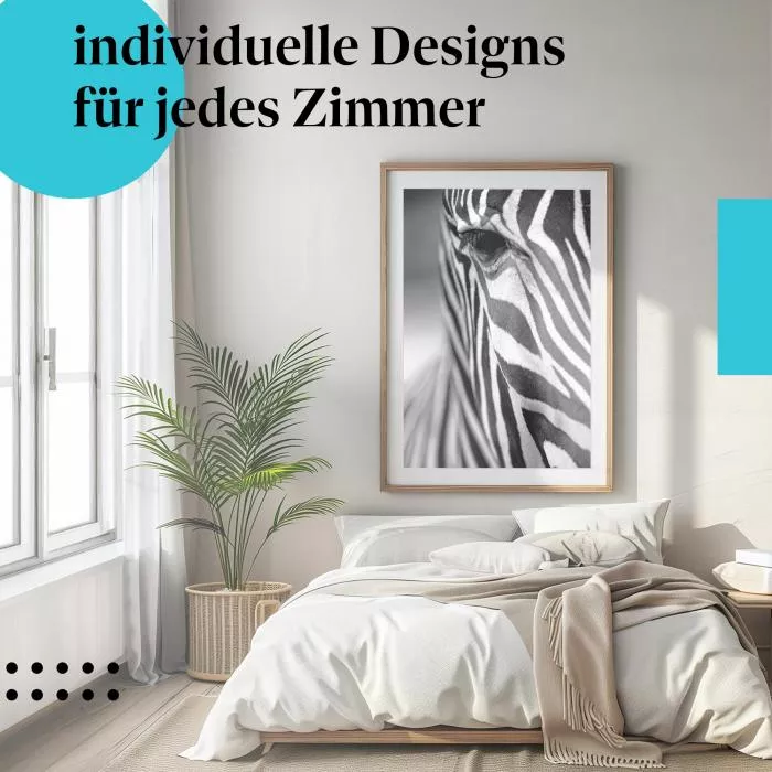 Zebraportrait: Schwarz-Weiß & Streifen | Postereck 0663