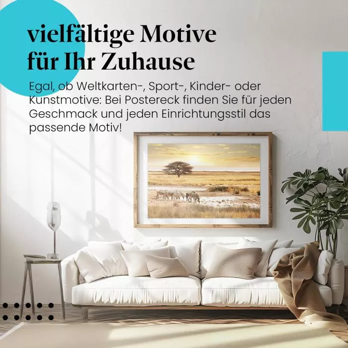 Zebras am Wasserloch: Wildnis & Savanne | Postereck 0784