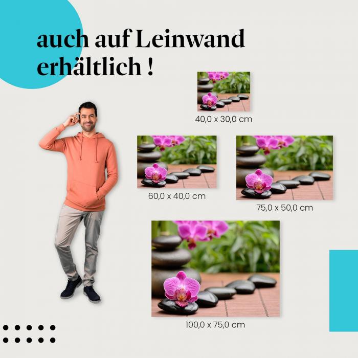 Zen-Garten: Leinwandbild. Steine, Orchidee, Ruhe. Wähle deine Größe.