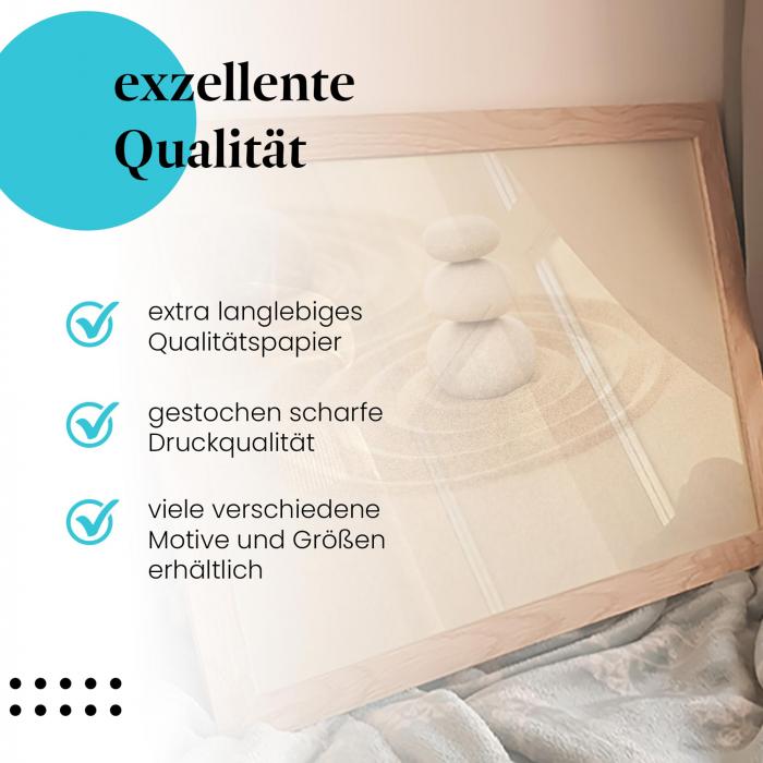"Zen-Garten": Gerahmtes Wandbild - Harmonie und Ruhe.