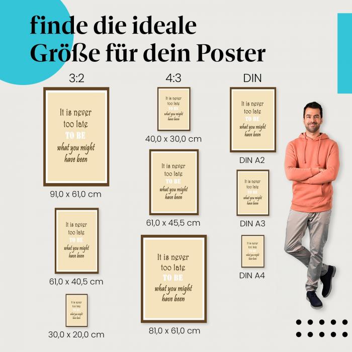 "Es ist nie zu spät" Poster: Motivierendes Zitat - jetzt bestellen!