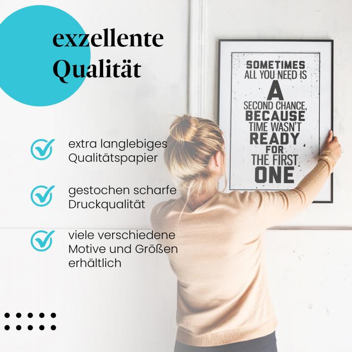 "Zweite Chance": Gerahmtes Wandbild - Manchmal braucht es Zeit.