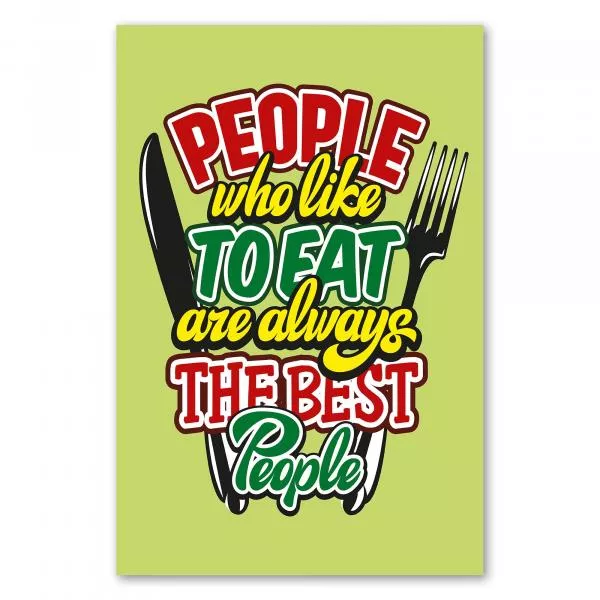"People who like...", lustiger Schriftzug mit Messer & Gabel, Essen & Genuss. "People who like...", lustiger Schriftzug mit Messer & Gabel, Essen & Genuss.