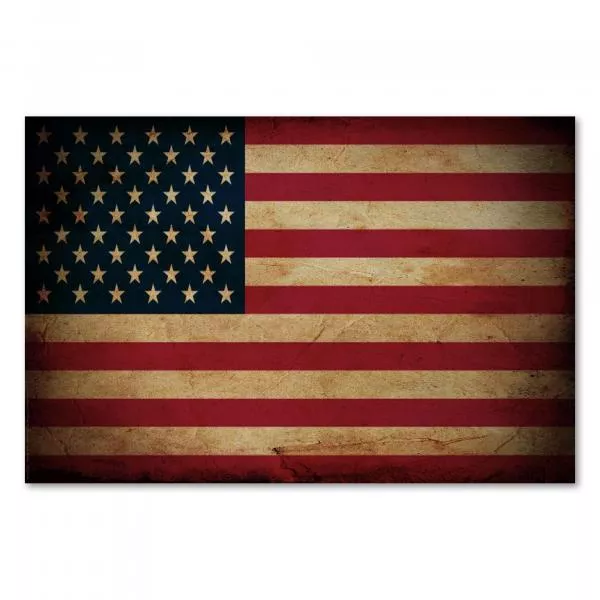 Amerikanische Flagge im Vintage-Stil: Die 13 Streifen repräsentieren die 13 Gründerstaaten, die 50 Sterne die Bundesstaaten.