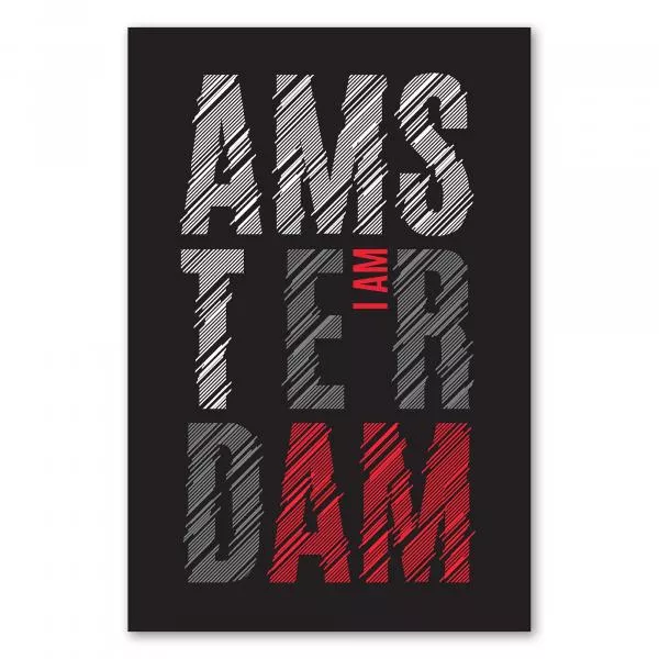 "I am Amsterdam" - stylisches Typografie Design in Rot, Grau & Weiß. "I am Amsterdam" - stylisches Typografie Design in Rot, Grau & Weiß.