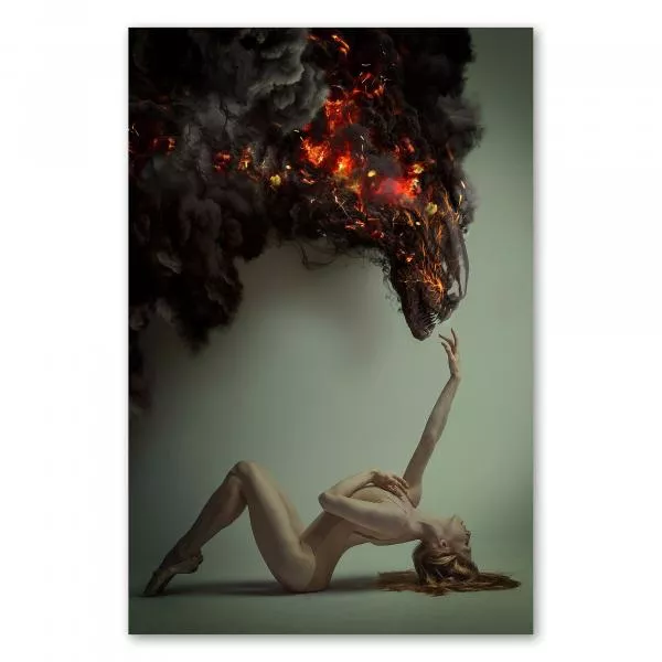 Ballerina & Feuerdämon aus Rauch & Flammen - Kontrast von Anmut & zerstörerischer Kraft. Ballerina & Feuerdämon aus Rauch & Flammen - Kontrast von Anmut & zerstörerischer Kraft.