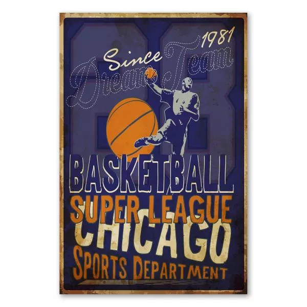 "Chicago Basketball Dream Team" - ein Retro-Poster im Vintage-Look für Basketball-Fans. "Chicago Basketball Dream Team" - ein Retro-Poster im Vintage-Look für Basketball-Fans.