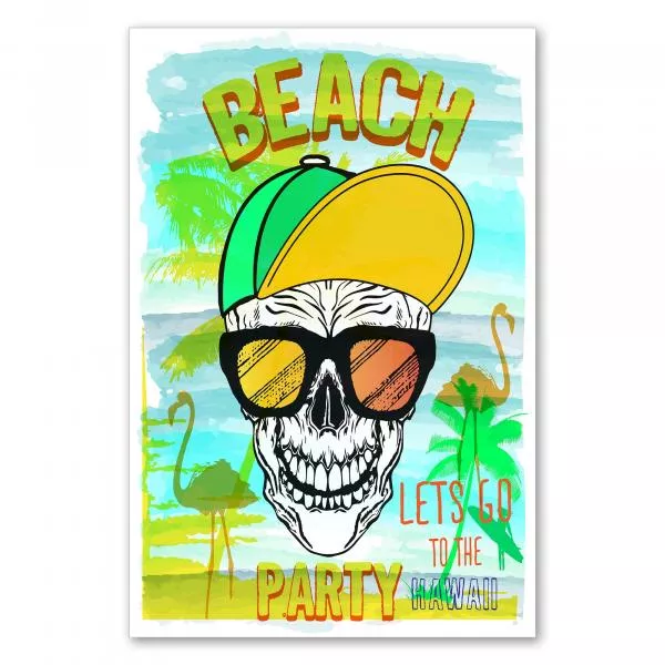 Ein Totenkopf mit Sonnenbrille und Cap genießt die Sonne am Strand von Hawaii. Ein Totenkopf mit Sonnenbrille und Cap genießt die Sonne am Strand von Hawaii.