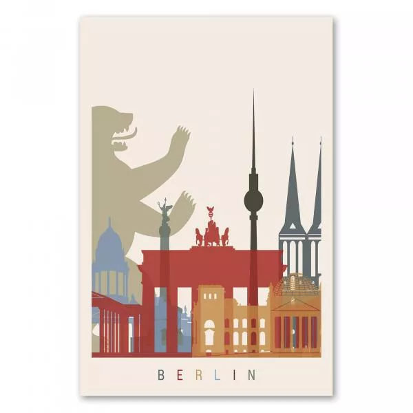 Die Skyline von Berlin mit ihren berühmtesten Wahrzeichen - ein stylishes Poster für alle Berlin-Fans. Die Skyline von Berlin mit ihren berühmtesten Wahrzeichen - ein stylishes Poster für alle Berlin-Fans.