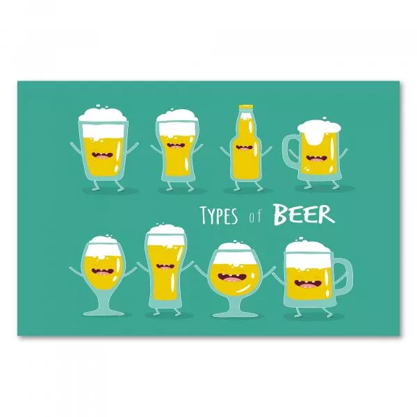 Illustration: Biersorten in lustigen Gläsern & Flaschen mit Gesichtern & Emotionen. Illustration: Biersorten in lustigen Gläsern & Flaschen mit Gesichtern & Emotionen.