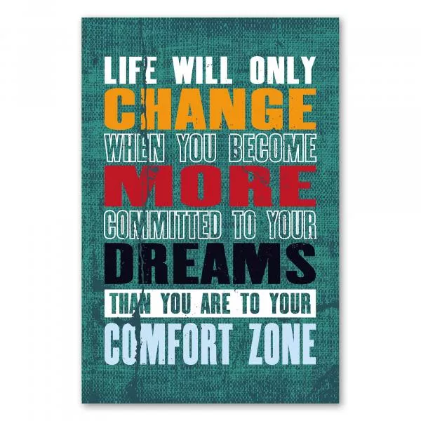 „Life Will Only Change When You Become More Committed...“ - motivierendes Poster, das zum Handeln inspiriert. „Life Will Only Change When You Become More Committed...“ - motivierendes Poster, das zum Handeln inspiriert.