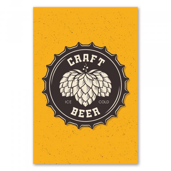 Emblem: Craft Beer Brauerei, Hopfen & "Craft Beer", gelb.