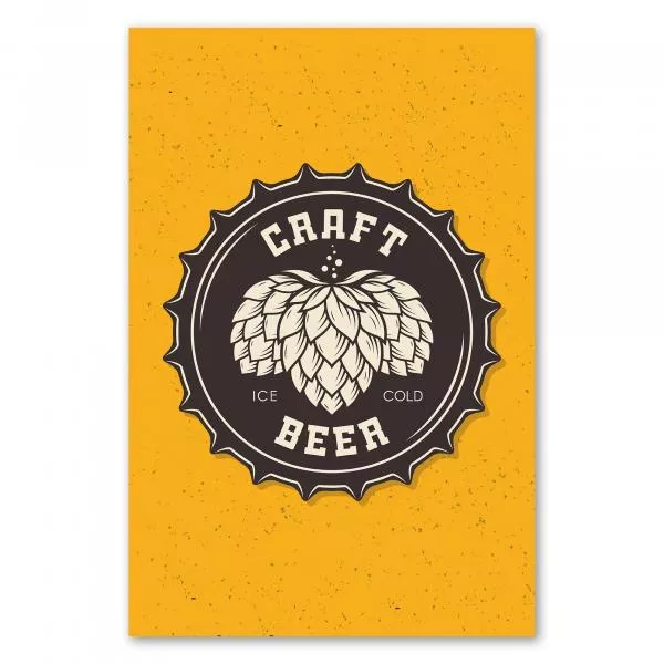 Emblem: Craft Beer Brauerei, Hopfen & "Craft Beer", gelb. Emblem: Craft Beer Brauerei, Hopfen & "Craft Beer", gelb.