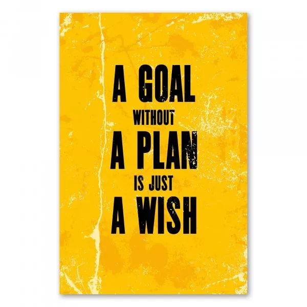 "Ein Ziel ohne Plan ist nur ein Wunsch" - ein motivierendes Poster, das die Bedeutung von Planung und Struktur hervorhebt. "Ein Ziel ohne Plan ist nur ein Wunsch" - ein motivierendes Poster, das die Bedeutung von Planung und Struktur hervorhebt.