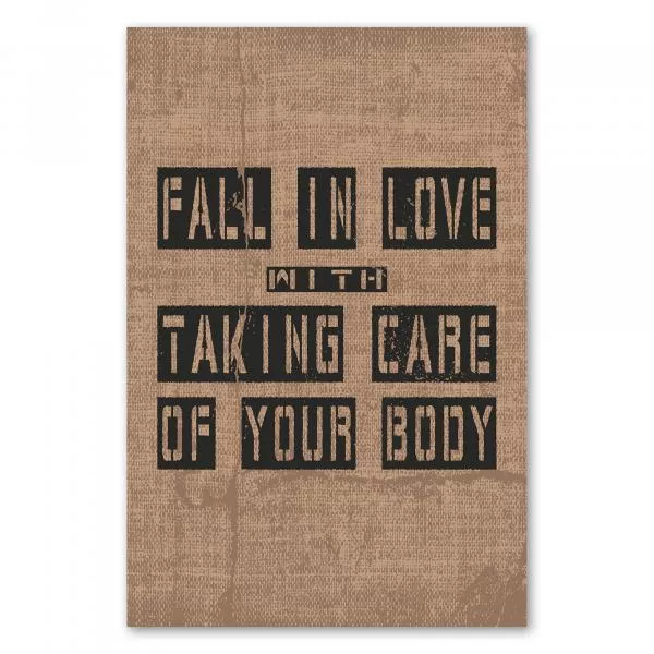 "Verliebe dich in die Pflege deines Körpers." – ein Typografie-Poster für Fitness-Motivation und Körperbewusstsein. "Verliebe dich in die Pflege deines Körpers." – ein Typografie-Poster für Fitness-Motivation und Körperbewusstsein.