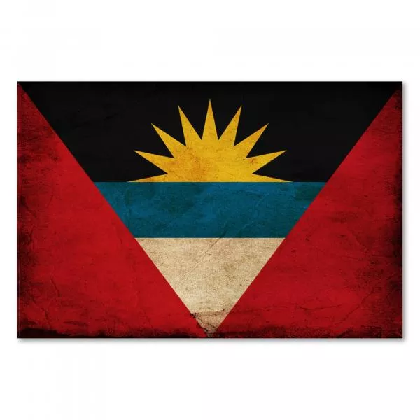 Flagge Antigua und Barbuda: Die aufgehende Sonne steht für den Beginn einer neuen Ära. Flagge Antigua und Barbuda: Die aufgehende Sonne steht für den Beginn einer neuen Ära.