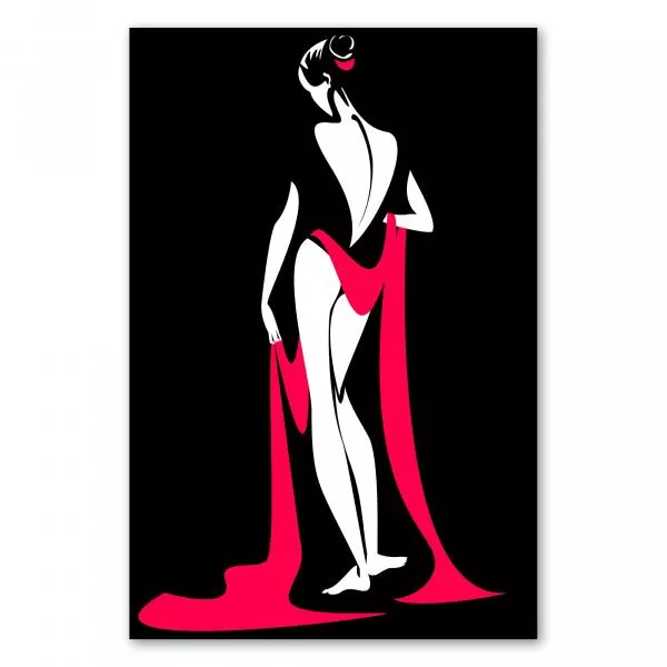 Eine Frau in einem roten Tuch - Eleganz und Sinnlichkeit vereint in einer stilisierten Silhouette. Eine Frau in einem roten Tuch - Eleganz und Sinnlichkeit vereint in einer stilisierten Silhouette.