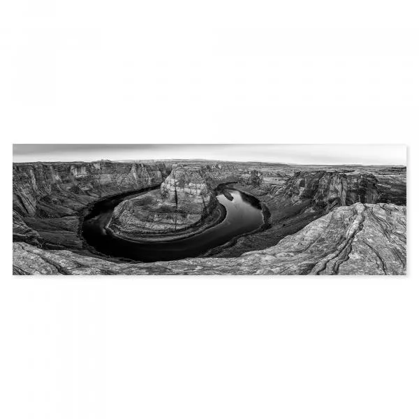 Horseshoe Bend, Flussbiegung des Colorado Rivers, Schwarz-Weiß-Foto. Horseshoe Bend, Flussbiegung des Colorado Rivers, Schwarz-Weiß-Foto.
