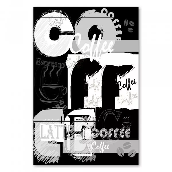 Verschiedene Schriftarten und Kaffee-Motive zieren dieses typografische Poster - ein Muss für jeden Kaffeeliebhaber! Verschiedene Schriftarten und Kaffee-Motive zieren dieses typografische Poster - ein Muss für jeden Kaffeeliebhaber!