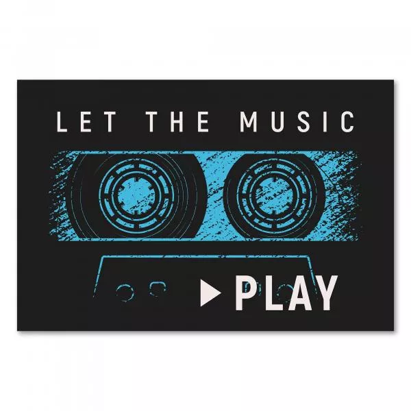 Kassette & Schriftzug "Let the Music Play" - Design für Musikliebhaber, Nostalgie. Kassette & Schriftzug "Let the Music Play" - Design für Musikliebhaber, Nostalgie.