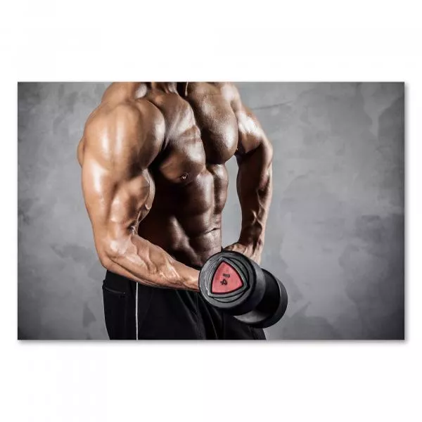 Muskulöser Mann trainiert Bizeps mit Kurzhanteln - Fitness, Kraft, gesunder Lebensstil. Muskulöser Mann trainiert Bizeps mit Kurzhanteln - Fitness, Kraft, gesunder Lebensstil.