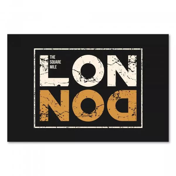 "London, The Square Mile" - stylischer Schriftzug in Vintage-Optik. "London, The Square Mile" - stylischer Schriftzug in Vintage-Optik.