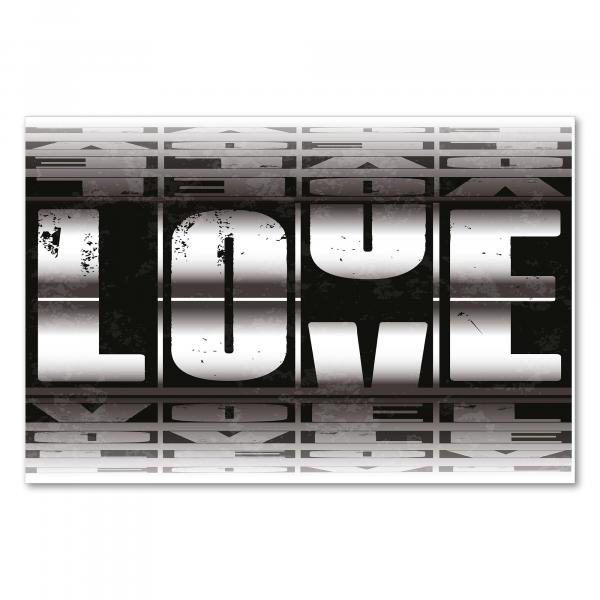 "Love" - zeitloser Schriftzug in Schwarz-Weiß & Retro-Optik.